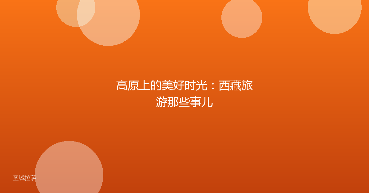 高原上的美好时光:西藏旅游那些事儿
